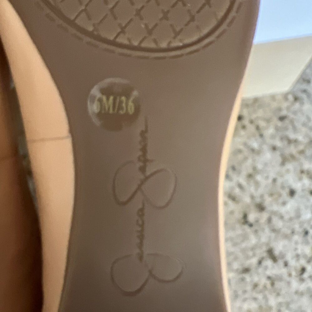 Jessica Simpson Mandalaye Criss-Cross Ballet Flats Size 6 Natural Sleek Leather - Picture 9 of 9
